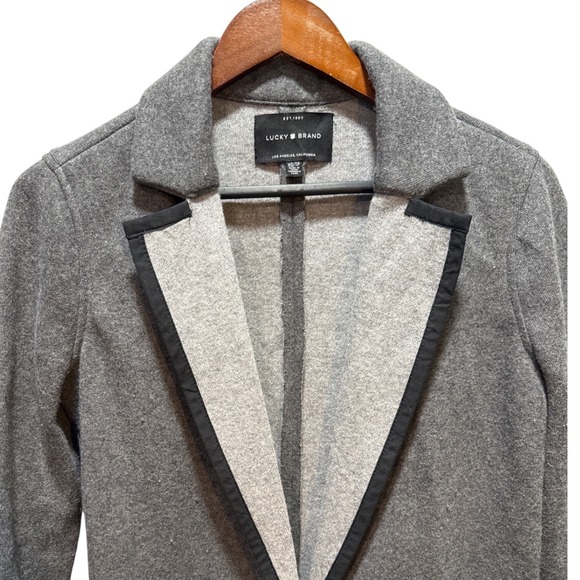 Lucky Brand Women Gray Blazer Jacket Knit Trim XS - Picture 3 of 6